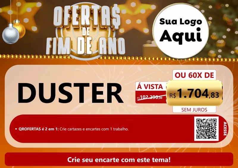 Modelo de Cartaz para Cartaz A4 Horizontal com o tema Ofertas de Fim de Ano para Concessionaria de Carros