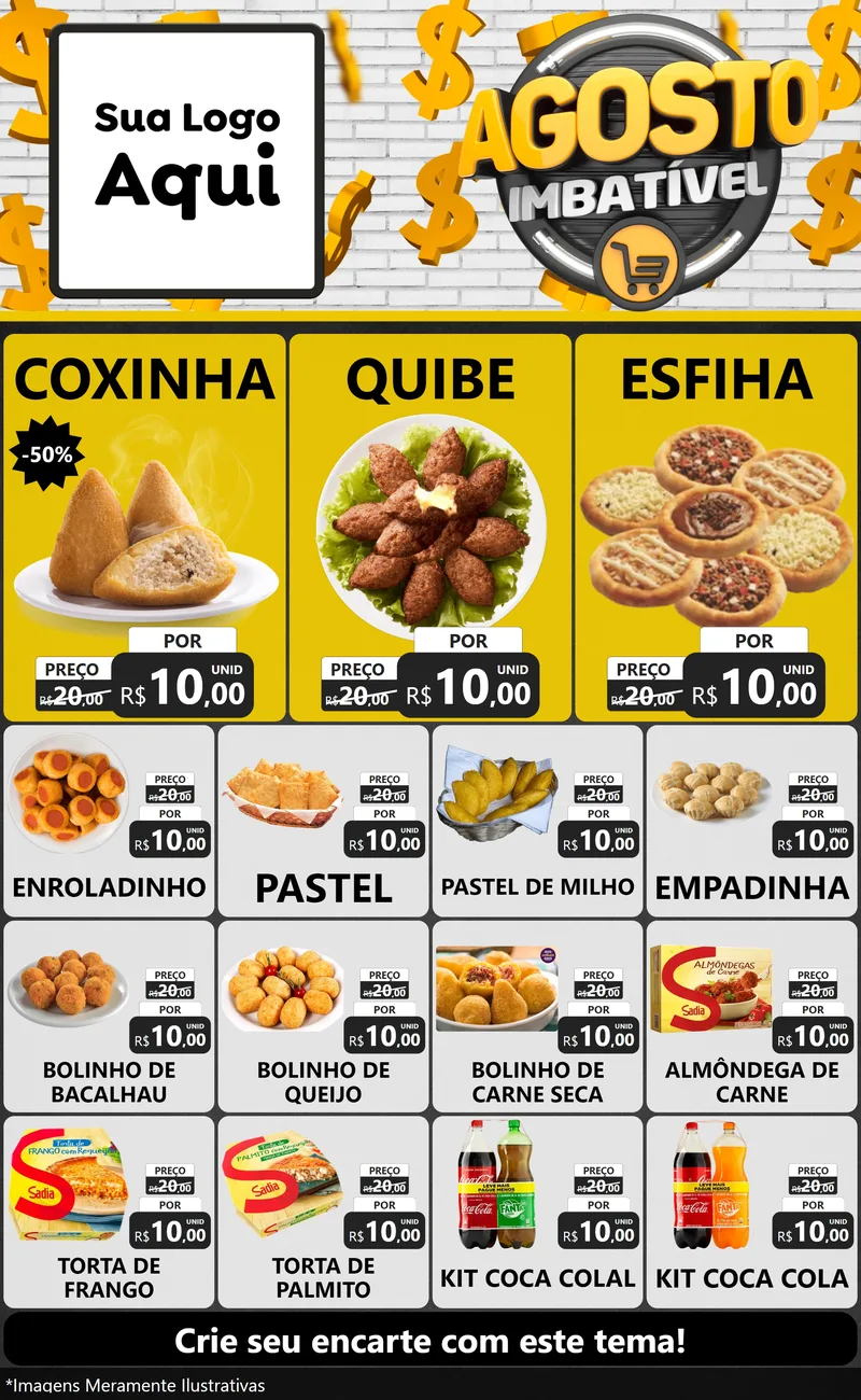 Modelo de Encarte para Encarte Grande com o tema Agosto imbatível para Salgadaria