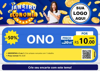 Modelo de Cartaz para Cartaz A4 Horizontal com o tema Janeiro da Economia para Óticas