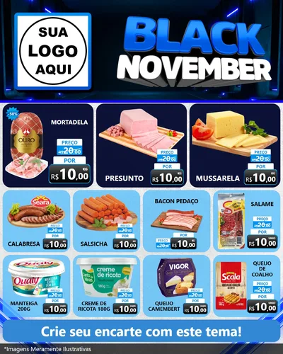 Modelo de Rede Social para Feed Instagram com o tema Black November para Frios e Laticínios