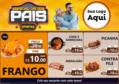 Modelo de Encarte para Encarte A4 Horizontal com o tema Especial Dia dos Pais para Assados