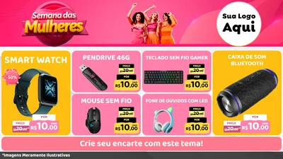 Modelo de TV para TV Horizontal com o tema Semana das Mulheres para Informática