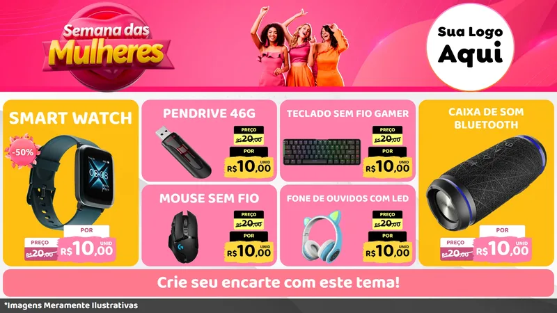 Modelo de TV para TV Horizontal com o tema Semana das Mulheres para Informática