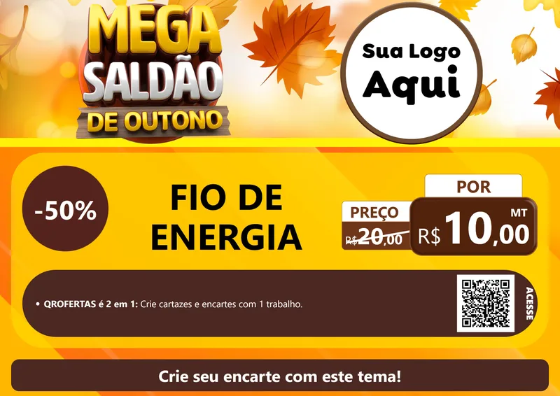 Modelo de Cartaz para Cartaz A4 Horizontal com o tema Mega Saldão de Outono para Materiais Elétricos