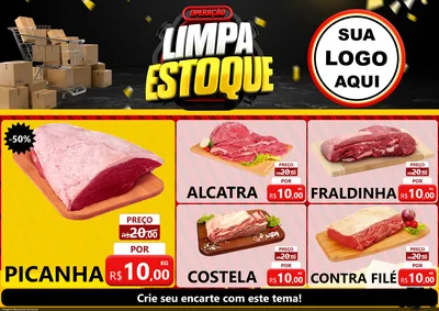 Modelo de Encarte para Encarte A4 Horizontal com o tema Operação Limpa Estoque para Açougue