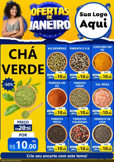 Modelo de Encarte para Encarte A4 Vertical com o tema Ofertas de Janeiro para Produtos Naturais