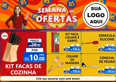 Modelo de Encarte para Encarte A4 Horizontal com o tema Semana de Ofertas para Utilidades Domésticas