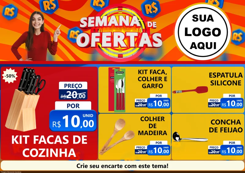 Modelo de Encarte para Encarte A4 Horizontal com o tema Semana de Ofertas para Utilidades Domésticas