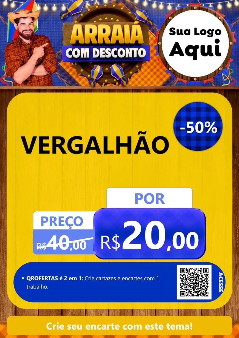 Modelo de Cartaz para Cartaz A4 Vertical com o tema Arraiá Com Desconto para Ferragens