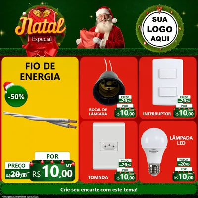 Modelo de Rede Social para Feed Facebook com o tema Natal Especial para Materiais Elétricos