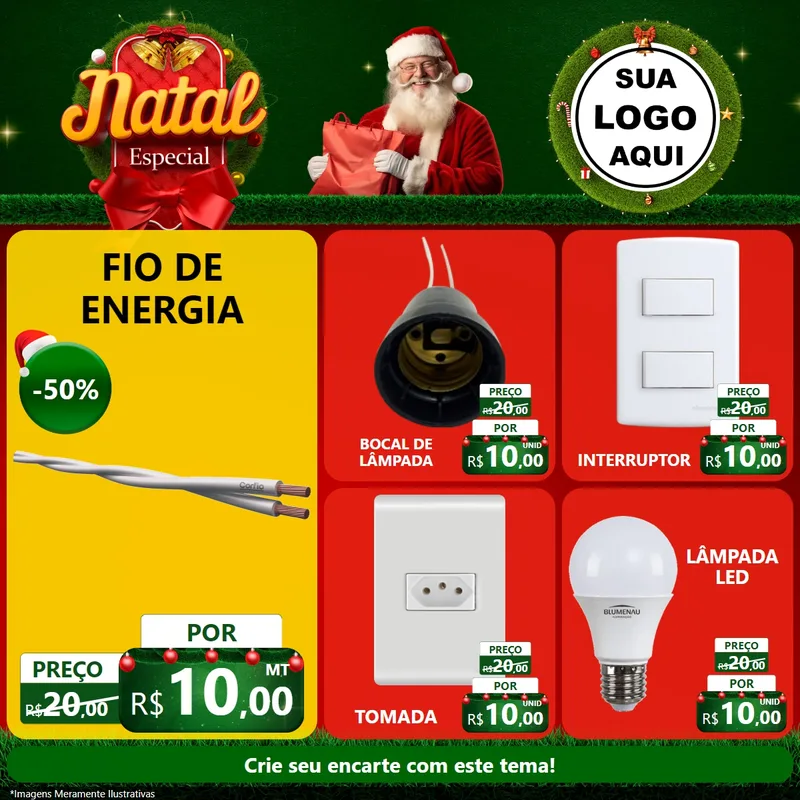 Modelo de Rede Social para Feed Facebook com o tema Natal Especial para Materiais Elétricos