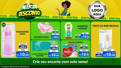 Modelo de TV para TV Horizontal com o tema Alerta de Desconto para Bebês