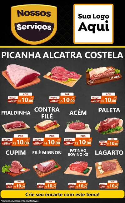 Modelo de Encarte para Encarte Grande com o tema Nossos Serviços para Açougue