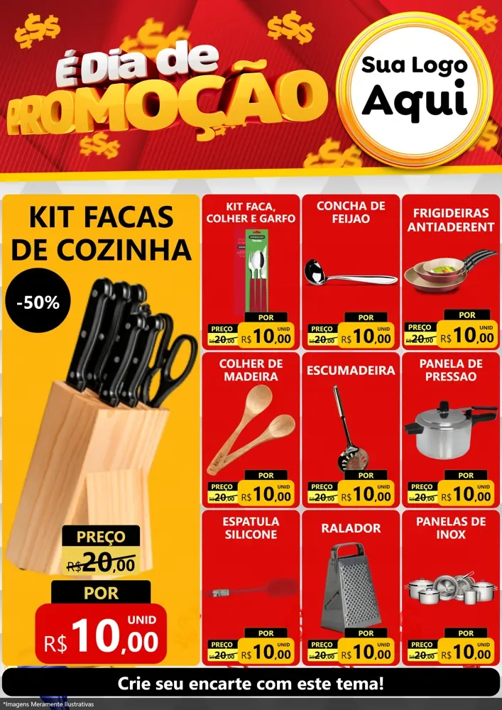 Modelo de Encarte para Encarte A4 Vertical com o tema É Dia De Promoção para Utilidades Domésticas