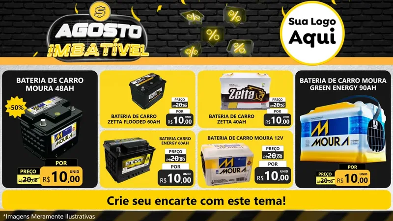 Modelo de TV para TV Horizontal com o tema Agosto Imbatível para Baterias Elétricas