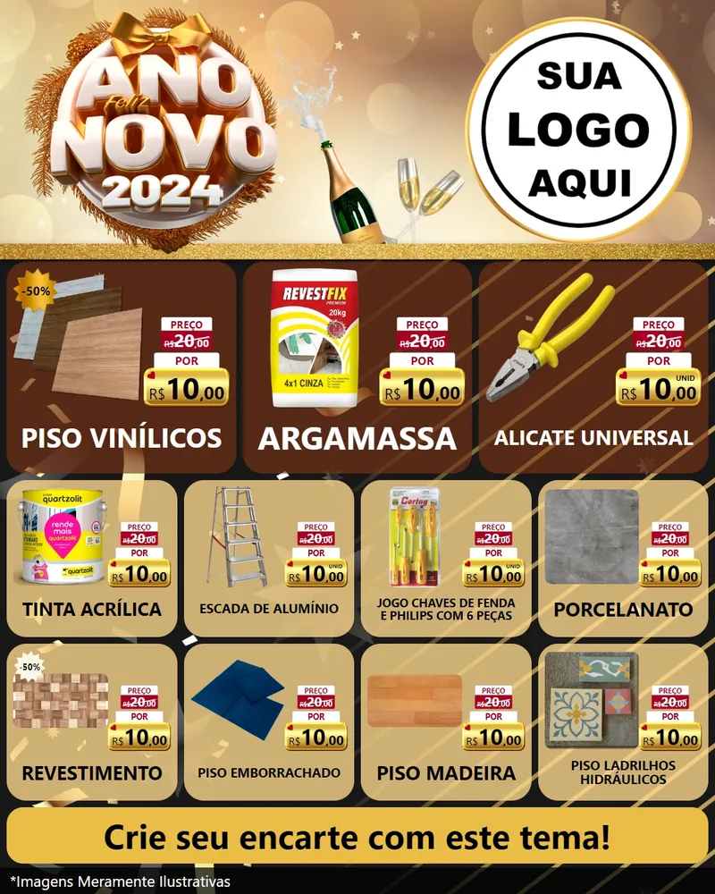 Modelo de Rede Social para Feed Instagram com o tema Feliz Ano Novo 2027 para Material para Construção