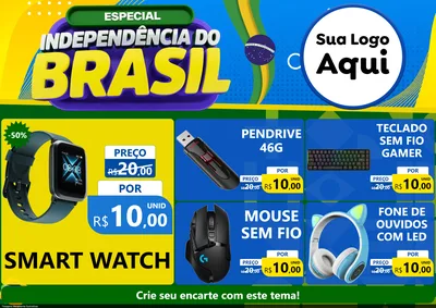 Modelo de Encarte para Encarte A4 Horizontal com o tema Especial Independência do Brasil para Informática
