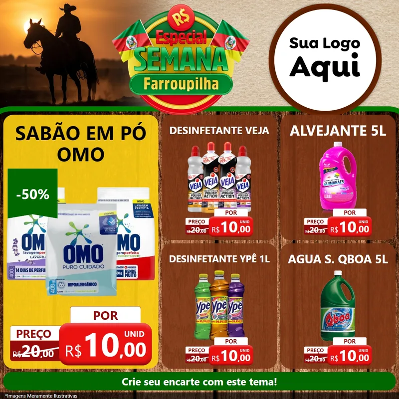 Modelo de Rede Social para Feed Facebook com o tema Especial Semana Farroupilha para Produtos de Limpeza