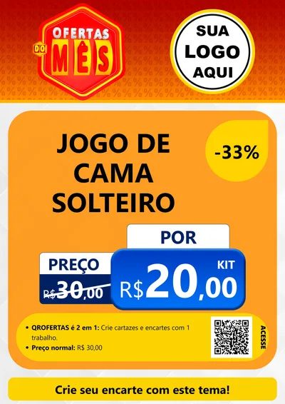 Modelo de Cartaz para Cartaz A4 Vertical com o tema Ofertas do Mês para Cama, Mesa e Banho
