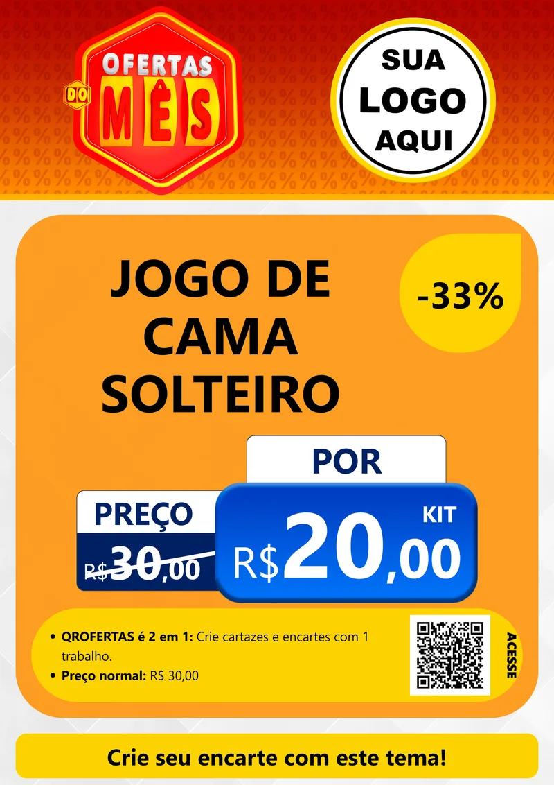 Modelo de Cartaz para Cartaz A4 Vertical com o tema Ofertas do Mês para Cama, Mesa e Banho