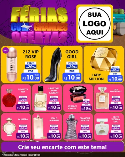 Modelo de Rede Social para Feed Instagram com o tema Férias com Grandes Ofertas para Perfumes
