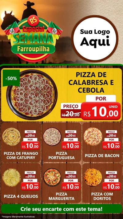 Modelo de Rede Social para Stories com o tema Especial Semana Farroupilha para Pizzaria