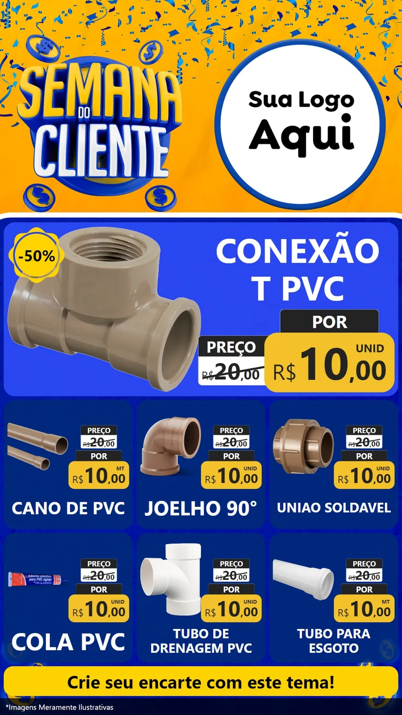 Modelo de Rede Social para Stories com o tema Semana do Cliente para Tubos e conexões