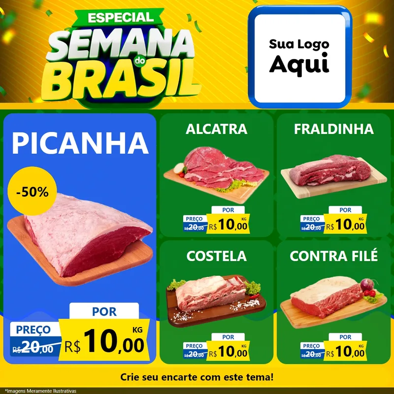 Modelo de Rede Social para Feed Facebook com o tema Especial Semana do Brasil para Açougue