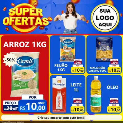 Modelo de Rede Social para Feed Facebook com o tema Super Ofertas para Supermercado
