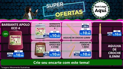 Modelo de TV para TV Horizontal com o tema Super Ofertas para Armarinho e Aviamentos