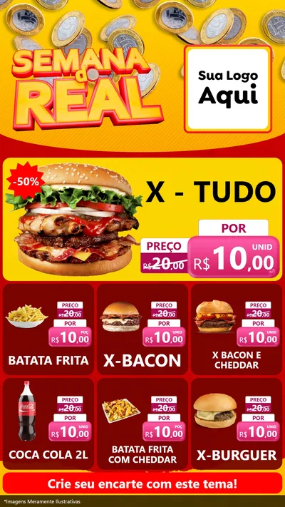Modelo de Rede Social para Stories com o tema Semana do Real para Hamburgueria