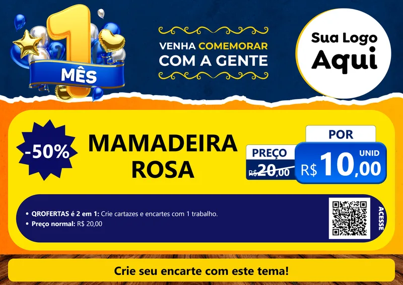 Modelo de Cartaz para Cartaz A4 Horizontal com o tema Um Mês de Aniversário para Bebês