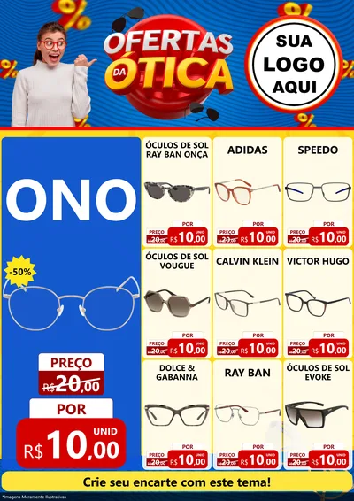 Modelo de Encarte para Encarte A4 Vertical com o tema Ofertas da Ótica para Óticas