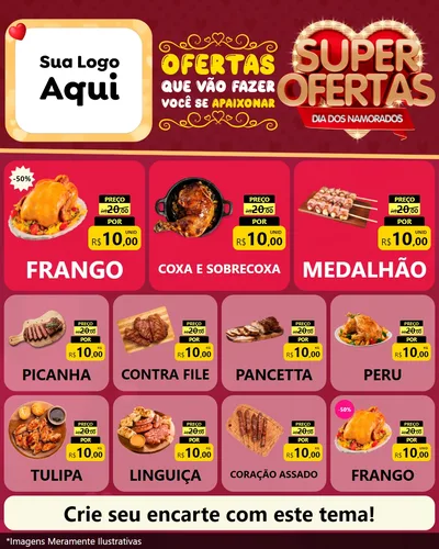 Modelo de Rede Social para Feed Instagram com o tema Dia dos Namorados para Assados