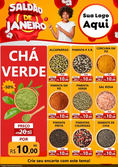 Modelo de Encarte para Encarte A4 Vertical com o tema Saldão de Janeiro para Produtos Naturais