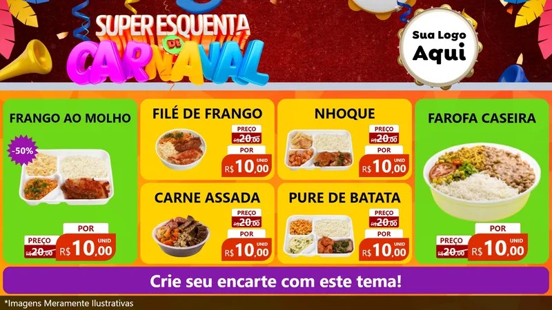 Modelo de TV para TV Horizontal com o tema Super Esquenta de Carnaval para Restaurante