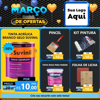 Modelo de Rede Social para Feed Facebook com o tema Março de Ofertas para Tintas e Ferramentas