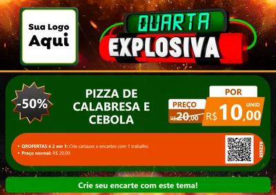 Modelo de Cartaz para Cartaz A4 Horizontal com o tema Quarta Explosiva para Pizzaria