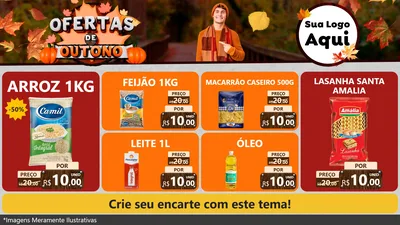 Modelo de TV para TV Horizontal com o tema Ofertas de Outono para Supermercado