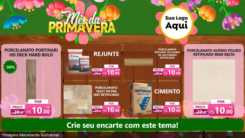 Modelo de TV para TV Horizontal com o tema Mês da Primavera para Pisos e revestimentos