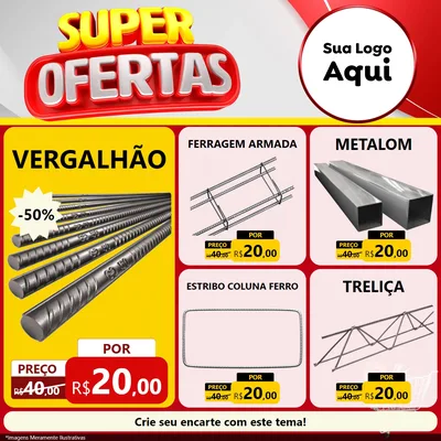 Modelo de Rede Social para Feed Facebook com o tema Super Ofertas para Ferragens