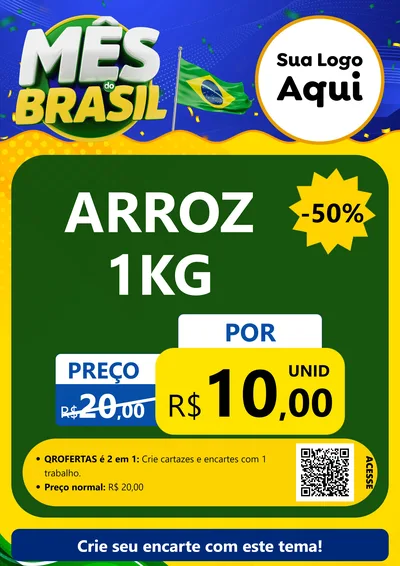 Modelo de Cartaz para Cartaz A4 Vertical com o tema Mês do Brasil para Supermercado