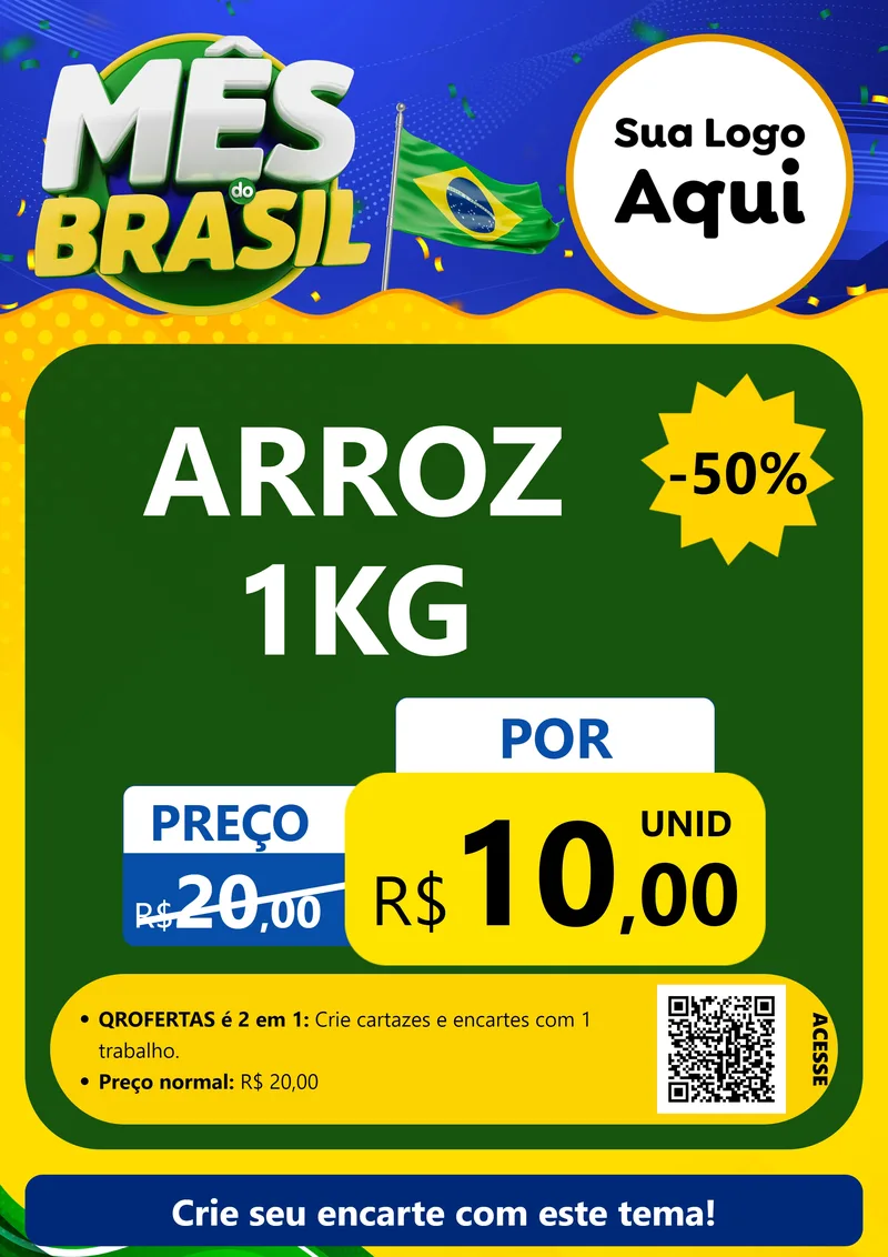 Modelo de Cartaz para Cartaz A4 Vertical com o tema Mês do Brasil para Supermercado