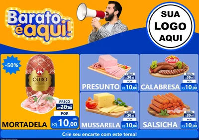 Modelo de Encarte para Encarte A4 Horizontal com o tema Barato é aqui para Frios e Laticínios