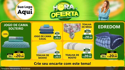 Modelo de TV para TV Horizontal com o tema Hora da Oferta para Cama, Mesa e Banho