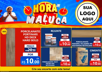 Modelo de Encarte para Encarte A4 Horizontal com o tema Hora Maluca para Pisos e revestimentos
