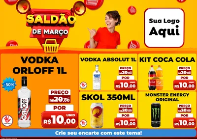 Modelo de Encarte para Encarte A4 Horizontal com o tema Saldão de Março para Distribuidora de bebidas