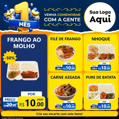 Modelo de Rede Social para Feed Facebook com o tema Um Mês de Aniversário para Restaurante