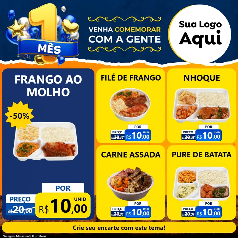 Modelo de Rede Social para Feed Facebook com o tema Um Mês de Aniversário para Restaurante