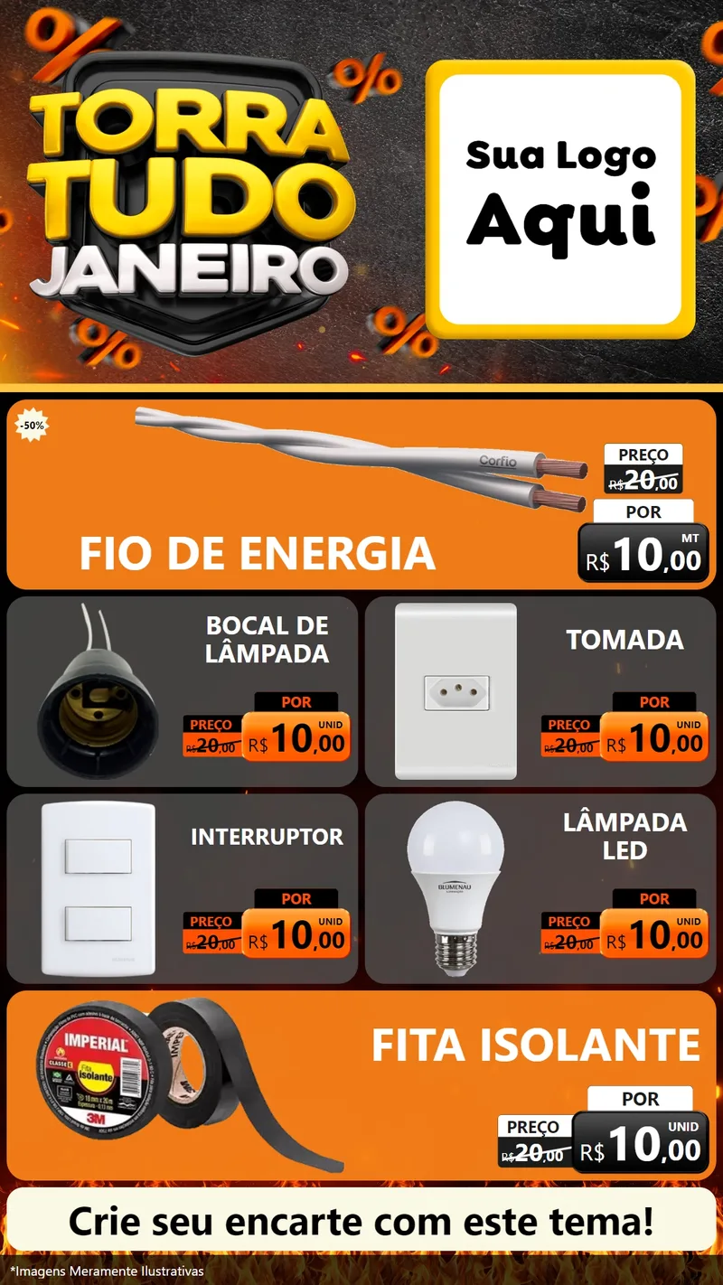 Modelo de TV para TV Vertical com o tema Torra Tudo Janeiro para Materiais Elétricos
